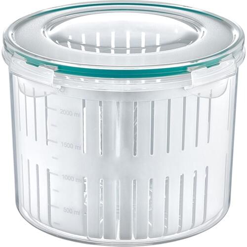 Plastart Fresh Box Deep Round Strainer Storage Container 2 Pcs
