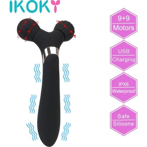 IKOKY Magic Wand Rotating Vibrator G Spot Clitoris Stimulator 9+9 Modes Sex Toys for Women Breast Body Massager USB Rechargeable