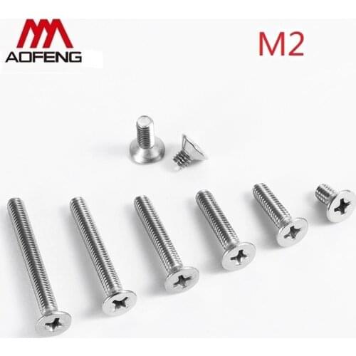 1.6mm 2mm Cross Recessed Countersunk Head Screw M1.6 M2X3 4 5 6 8 10 12 16 20 25 30mm Set Screws