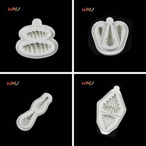 Wavy Pendant Texture Silicone Mold Retro Necklace Jewelry Cake Decoration Mould Sugarcraft Mold Cake Baking Decor Tool WMJ-904