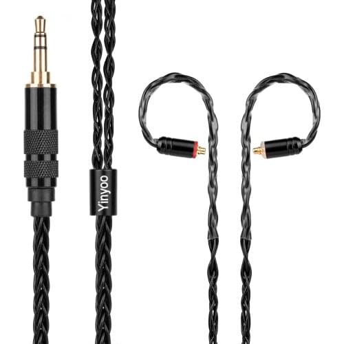 Yinyoo 8 Core Silver Plated Black Cable 2.5/3.5/4.4mm Balanced Cable with MMCX/2PIN for BLON BL-03 BL-01 KZ EDX ZSTX ZST CCA C12