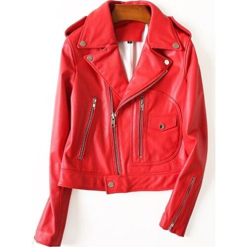 100% Natural Sheepskin Coat Women Spring Autumn Moto Biker Genuine Leather Jacket Female Short Streetwear Real Leather Jacket 08