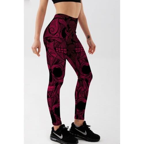 Qickitout Leggings Fitness 2017 Womens Purple Skull Nationl Sexy Stretch Digital Print Harem Pants Cool Trousers For Women Vadim