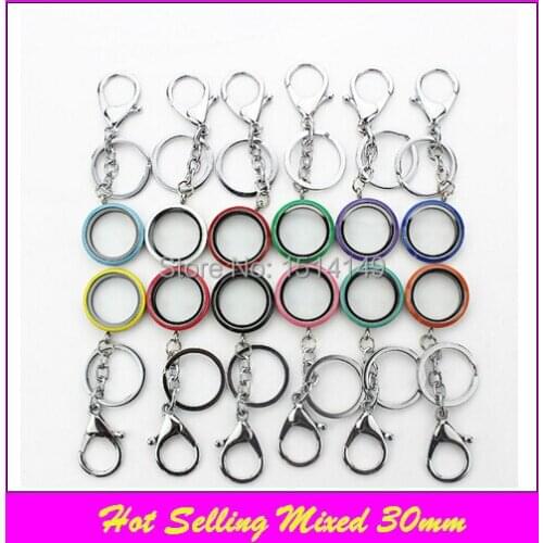 10pcs/lot floating locket keychain 12 color mixed screw enamel floating memory lockets (ten color random selection)
