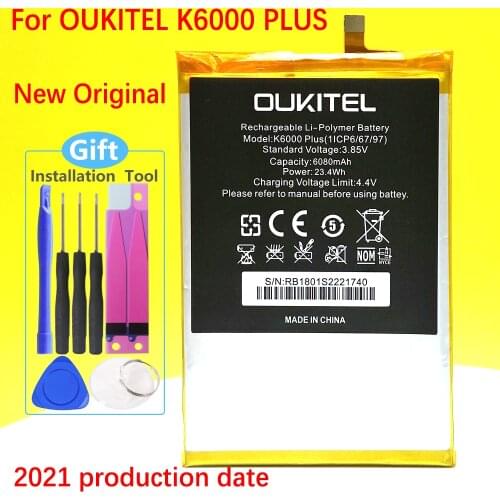 100% Original 6080mAh K 6000 PLUS Battery For Oukitel K6000 PLUS Mobile Phone High Quality +Track Code