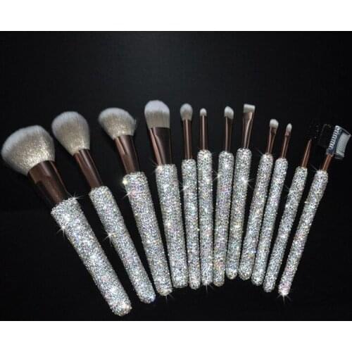 12pcs Diamond-studded makeup brushes Cosmetic Powder Eye Shadow Foundation Blush Blending Beauty Make Up Brush bridesmaid gift