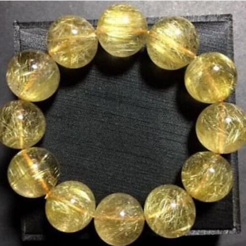 20mm Natural Gold Quartz Golden Hair Rutilated Crystal Bracelet