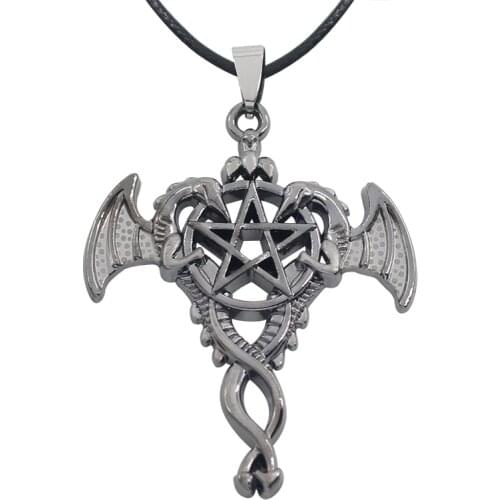 Punk Kuroshitsuji Pentagram Pendant Necklace Vintage Double Dragon Cross Wings Pendants & Necklaces Anime Jewelry Collares
