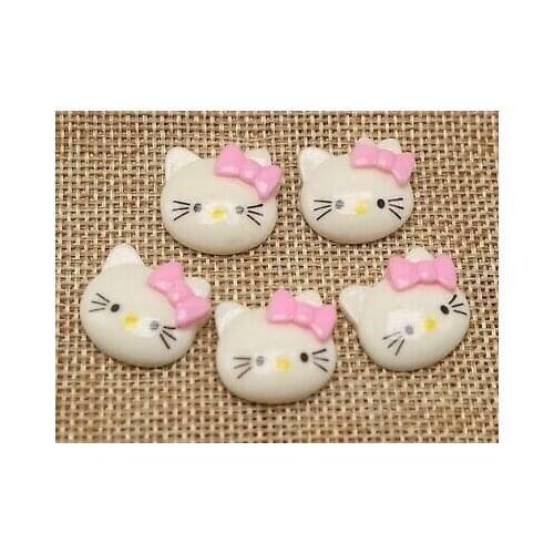 25 White Flatback Resin Cute Cat Head Cabochons 18X20mm Scrapbooking Craft DIY
