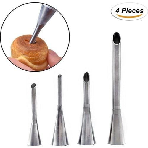4pcs/pack Cake Cupcake Decorating Piping Tip Set Stainless Steel Cream Puffs Decorating Squeeze Flower Mouth Pastry Baking Tool