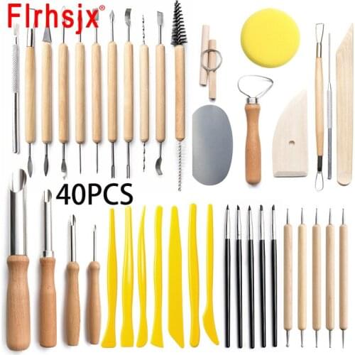 40pcs/set DIY Clay Tools Sculpting Kit Carving Knife Scraper Pottery Ceramic Polymer Shapers Modeling Carved Ceramic Tools