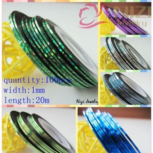 Free Shipping 100pcs Length 20m UV Gel Acrylic Nail Art Diy Strip Tape Line Tips Sticker Manicure Decal Paster Roll