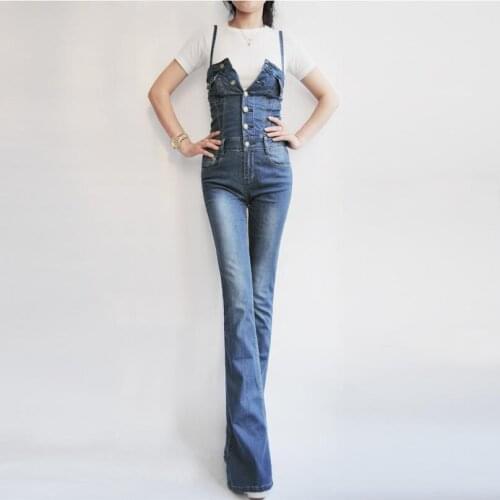 Free Shipping 2020 Jeans Fashion Plus Size 24-30 Pants For Tall Women High Quality Overalls Jumpsuit And Rompers Denim Trousers