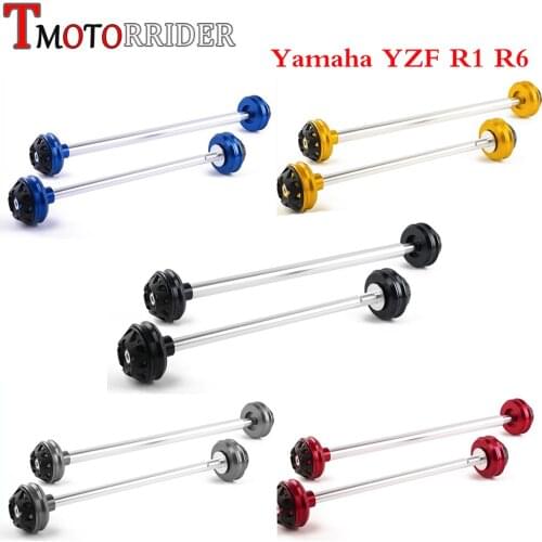 CNC Aluminum Front Rear Wheel Fork Axle Cap Crash Slider Falling Protection Guard Cover for Yamaha YZF R1 R6 a Y-ZF R-1 R-6