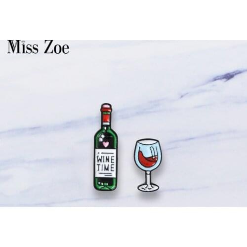 Grape wine and Glass Enamel pin WINE TIME brooches Bag Clothes Lapel Pin Button Badge Cartoon Jewelry Gift for friends Lovers