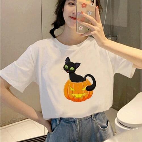Kawaii Cute Cat Graphic Print T Shirt Women Summer Fashion Top Tees Casual White Tshirts for Girl Lady Female Outdoor Clothing
