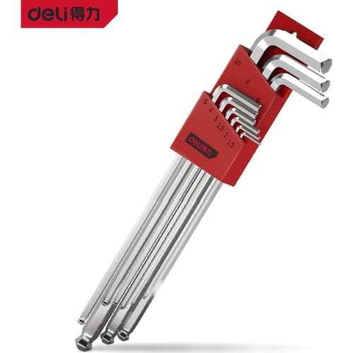 Deli 9 PCS L Type Screwdriver Hex Wrench Set Key Hexagon Flat Ball Star Head Spanner Key Set Hand Tools Wrench Elbow Pipe