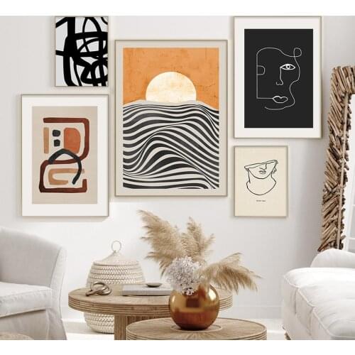 Canvas Painting Trendy Abstract Geometric Interior Wall Art Poster and Print Vintage Pictures for Living Room Home Decor