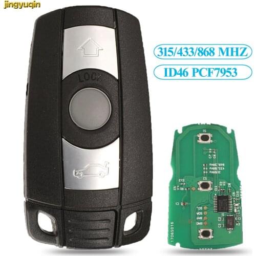 Jingyuqin 10pcs Remote Car Key 315/433/868 MHZ ID46 PCF7953 Chip For BMW 1 3 5 7 Series X5 X6 Z4 3 Buttons Smart Fob FSK CAS3