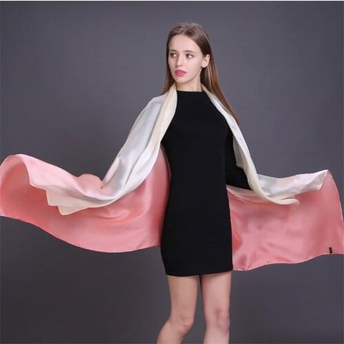 JTVOVO RUNMEIFA 2021 New Luxury Brand Womens Gradient Fashion Oversized Shawl 100% Silk Thin Hijab Scarf Pashmina Soft Bandana