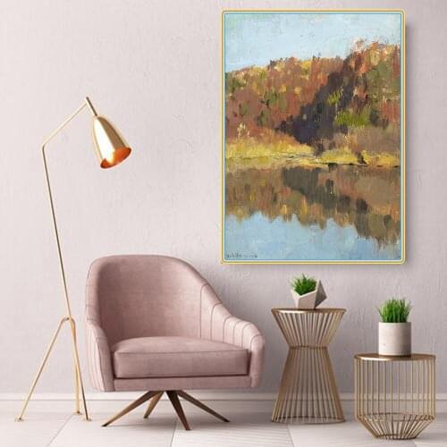 Citon Levitan Isaak Iliich《Golden autumn》Canvas Oil Painting Artwork Picture Modern Wall Decor Home Living room Decoration