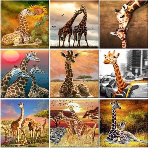 Diy Oil Painting By Numbers Giraffe Oil Painting HandPainted Home Decor Gift Animals On Canvas Drawing Adults Kit Decoration Art