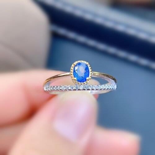 Natural real blue sapphire or ruby or emerald ring Per jewelry 925 sterling silver 4*5mm 0.55ct gemstone Fine jewelry J212205