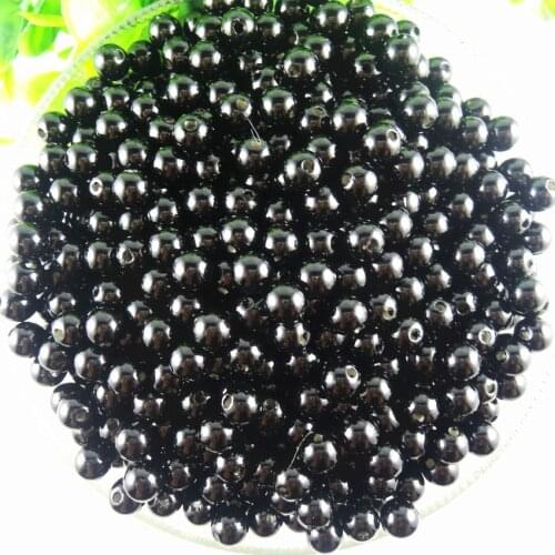 6mm 8mm 10mm 12mm 14mm Black Round Imitation Pearl Beads For Fashion Bracelets & Necklaces Making Accessories AS-21