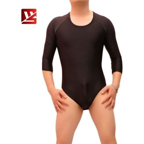 Meise Men Sexy Bodysuit Long Sleeve Tight Elastic Sissy Man Lingerie Bodysuit Herren Body Shaper Shiny Shapewear Leotard Homme