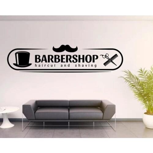 Barbershop Wall Decal Barber Scissors Logo Gentleman Barber Club Decal Shave Home Design Haircut Vinyl Stickers E322