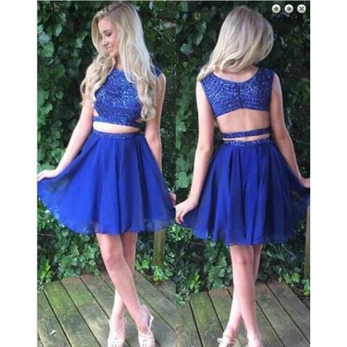 Cheap Modest Two Pieces Cocktail Dress Beaded Mini Short Juniors Sweet 15 Graduation Party Dress Plus Size