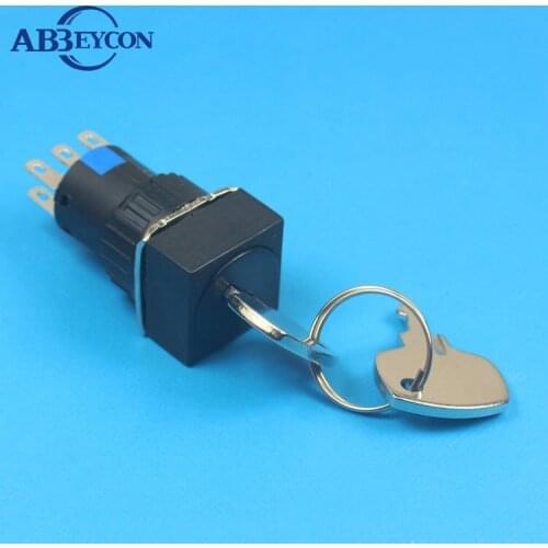 NS265 3 position A16-22ZK3 16mm ON-OFF-ON 250V 3 taps push button switch with key