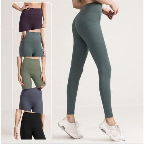 Obrix Light Female Comfy Sporty Leggins with Pockets Mid Waist Ankle Length Slim Fit Skinny Sheath Long Pants For Fitness
