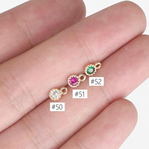 14k Gold Plated Charm Small Round Cubic Zirconia Charm Earring Necklace Charm 103325