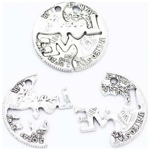 Wholesale 25 Pieces Antique Bronze /Antique Silver Plating Alloy Love Charm Pendant For Bracelets Jewelry Making