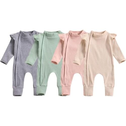 2020 Fall Newborn Baby Boy Girl Clothes Toddler Long Sleeve Jumpsuit Fresh Solid Color One Piece Long Pants Romper 0-18M Outfits