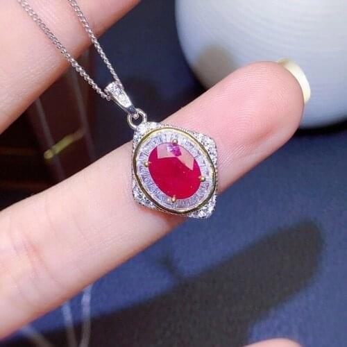 Lovely Network Tassels Natural Red Ruby Necklace Natural Gemstone Pendant Necklace S925 Silver Girl Wedding Gift Jewelry