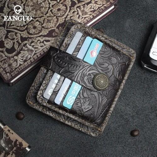 Casual Mens Mini ID Credit Card Holder Fashion Womens Purse Slim Handmade Leather Coin Wallet Mens And Womens Wallet