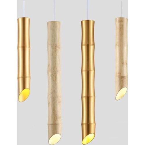 Retro Bamboo Pendant Lights Modern Wood Kitchen Hanging Lamps Fixtures Pendant Lamp Suspension Home Indoor Dining Room Lighting