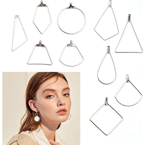 20Pcs Teardrop Square Round Beading Hoop Drop Earrings Findings Jewelry Making