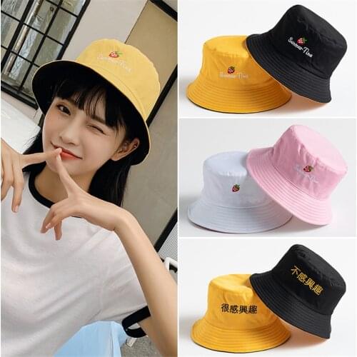 Summer Hats For Women Foldable Double Side Bucket Hat Harajuku Korean Fashion Sunscreen Outdoor Fishman Hat Beach Caps