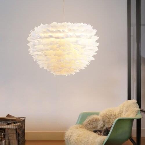 Nordic Creative Art Feather Chandelier Lamp LED Living Room Lamp Decoration Illumination E27 AC90-260V White Gray Study/Hotel