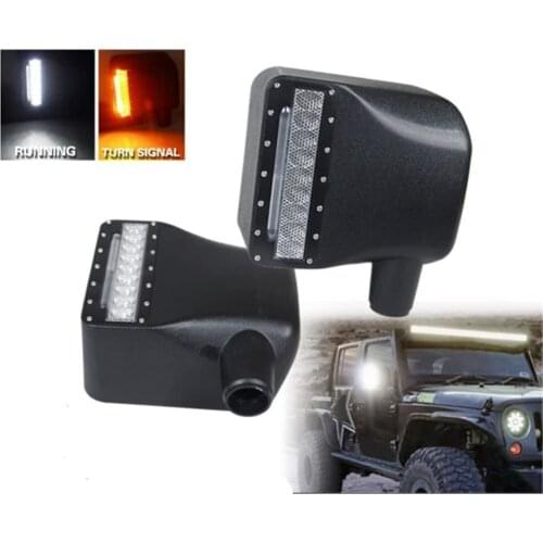 2Pcs LED Sidelight Rearview Car White Side Mirror Lights W/Yellow Turn Signal Light For J E E P Wrangler JK JKU 2007-2018