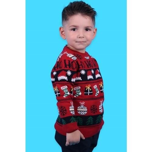 Breeze Male Child Sweater Knitwear Christmas Themed Tile 4-8 Yaş85