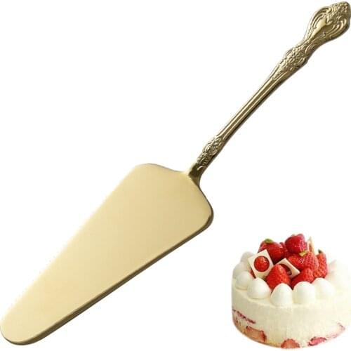 Vintage Gold Wedding Cake Shovel Stainless Steel Baking Cake Spatula Serrated Edges Silver Pie Server Dessert Pizza Transfer