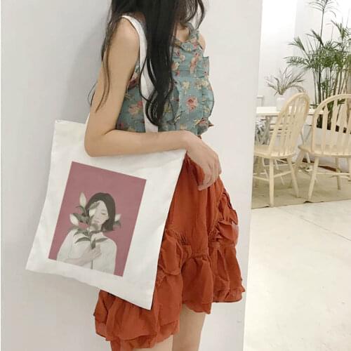 Fun Art Canvas Large Capacity Tote Bag Fashion New Harajuku Female Ulzzang Shoulder Bags Pattern Shopping Travel Shopper Bags