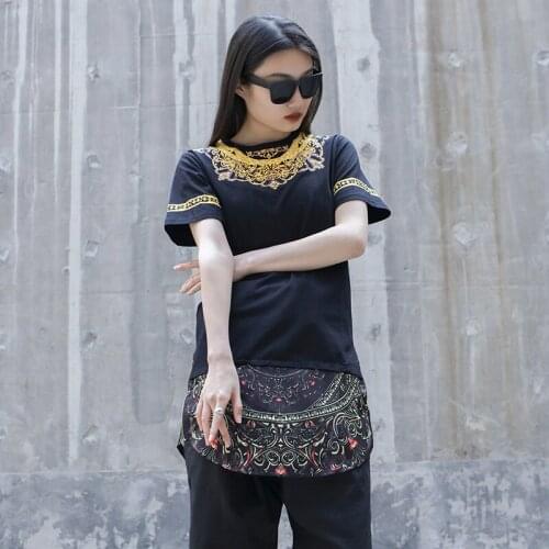 Ladies' new summer round collar, medium and long style, casual personality design show dress, large size and short sleeves