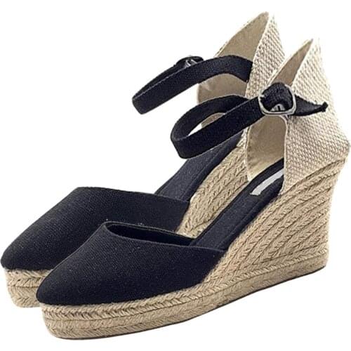 Womens Shoes Bohemian Canvas Sandals Thick-Soled Ethnic Style Wedge dames schoenen zomer sandalias de verano para mujer