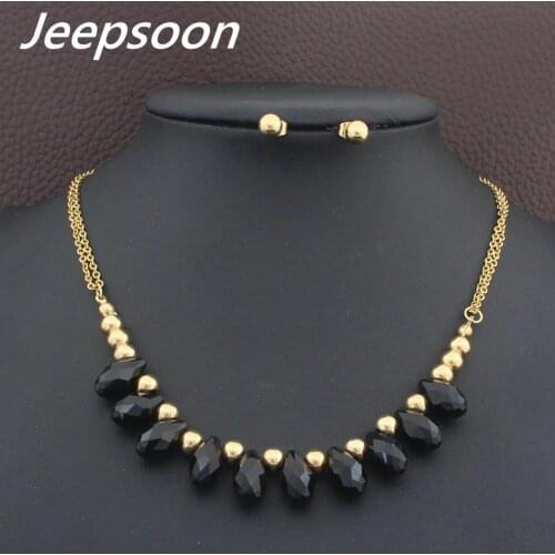 Womans Fashion Stainless Steel Jewelry Romantic gold color necklace+ earrings sets For Women And Girls SEUFBABI1