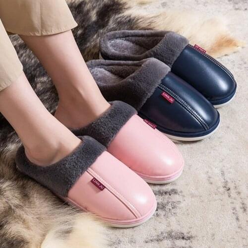 MCCKLE Womens Slippers Waterproof Warm Plush Women Home Slippers Men Comfort Indoor House Shoes Couples Winter Female Slipper